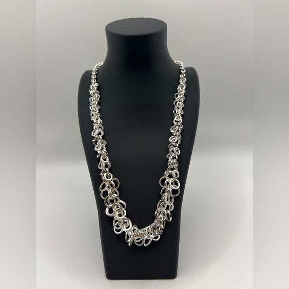 Avon Jewelry - Avon Multi Circle Frontal Necklace 2006 Silver Tone Layered